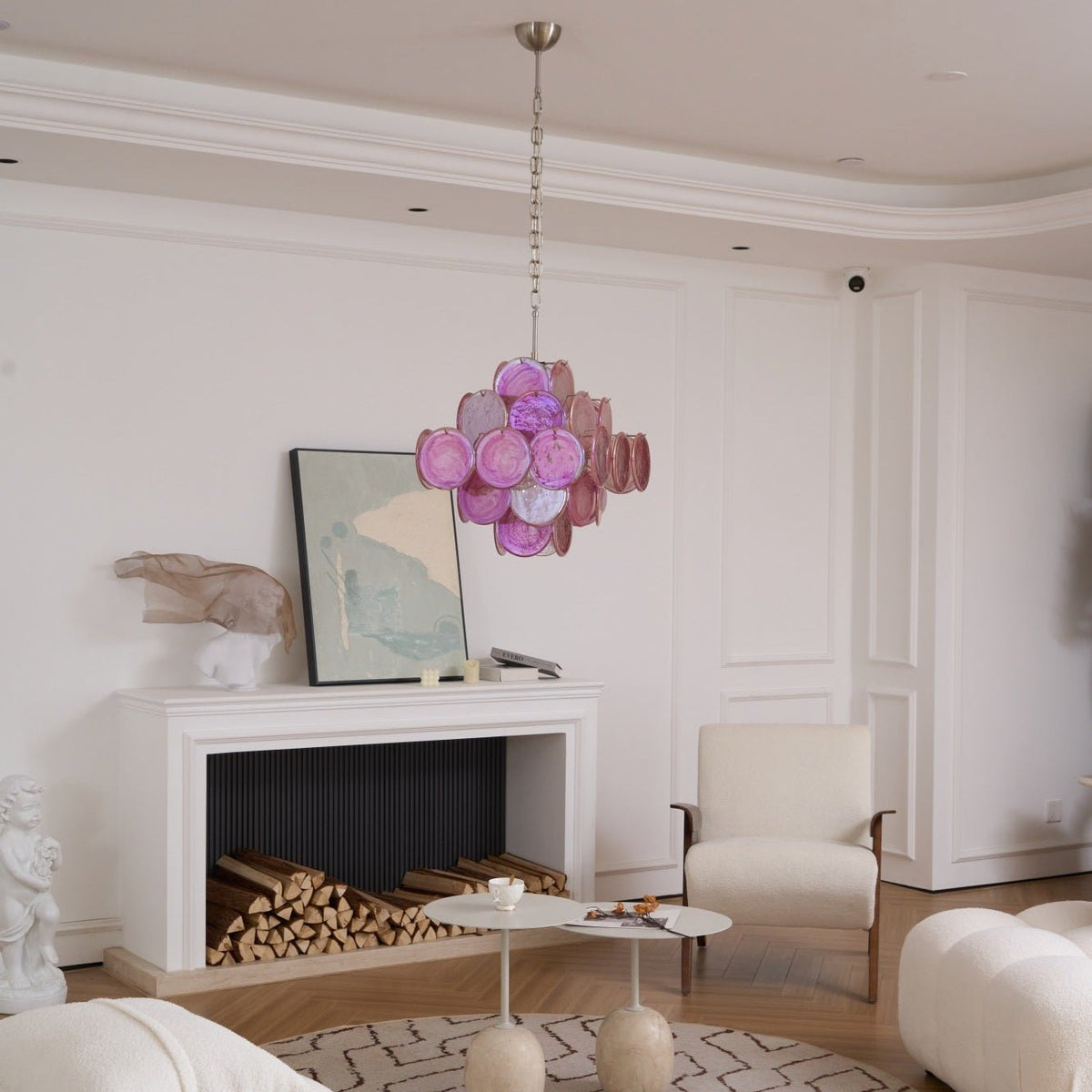 Aurelia Pink Glass Chandelier – Handcrafted Murano-Style Pendant Light for Elegant Interiors