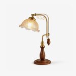 Aurelia Scroll Table Lamp with Brass Accents and Scalloped Glass Shade