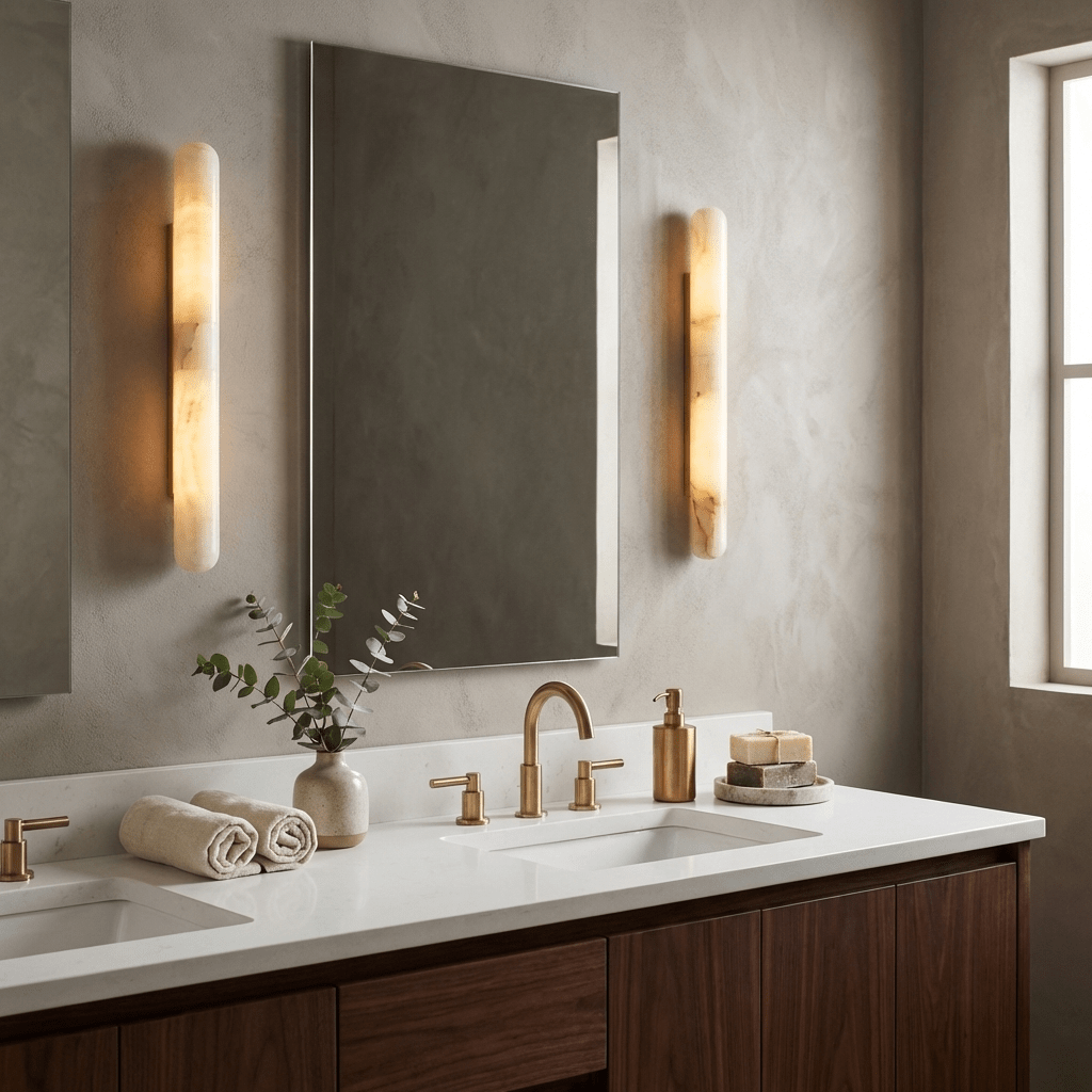 Aurelia Slim Alabaster Linear Wall Sconce — Natural Stone LED