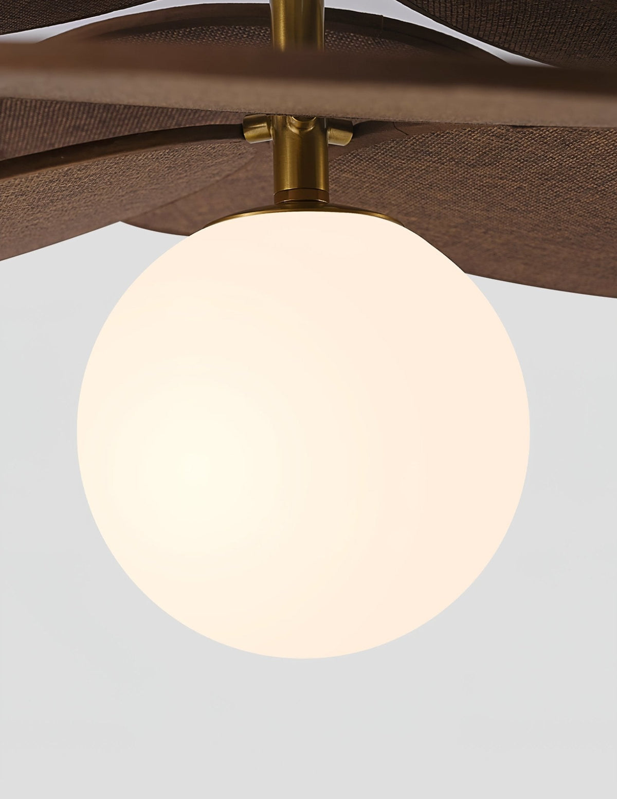 Aurelian Bloom Semi Flush Mount Ceiling Light in Walnut Rattan and Brass