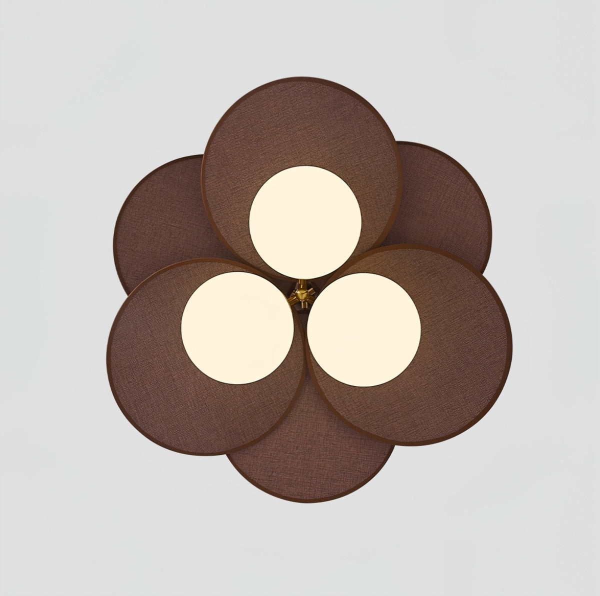 Aurelian Bloom Semi Flush Mount Ceiling Light in Walnut Rattan and Brass
