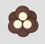 Aurelian Bloom Semi Flush Mount Ceiling Light in Walnut Rattan and Brass