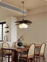 Aurelian Bloom Wooden Pendant Light with Opaline Glass Globes