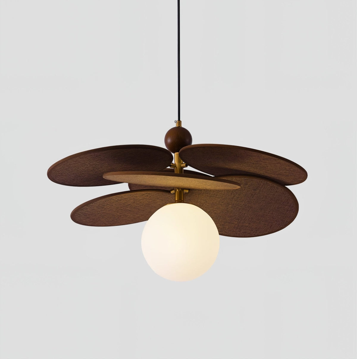 Aurelian Bloom Wooden Pendant Light with Opaline Glass Globes