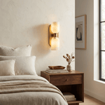 Aurelian Twin Alabaster Wall Sconce in Brass for Modern Interiors