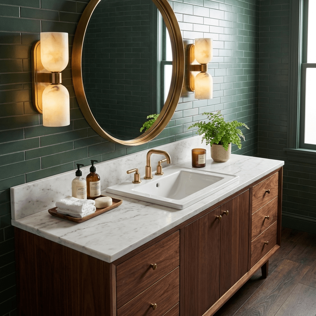 Aurelian Twin Alabaster Wall Sconce in Brass for Modern Interiors