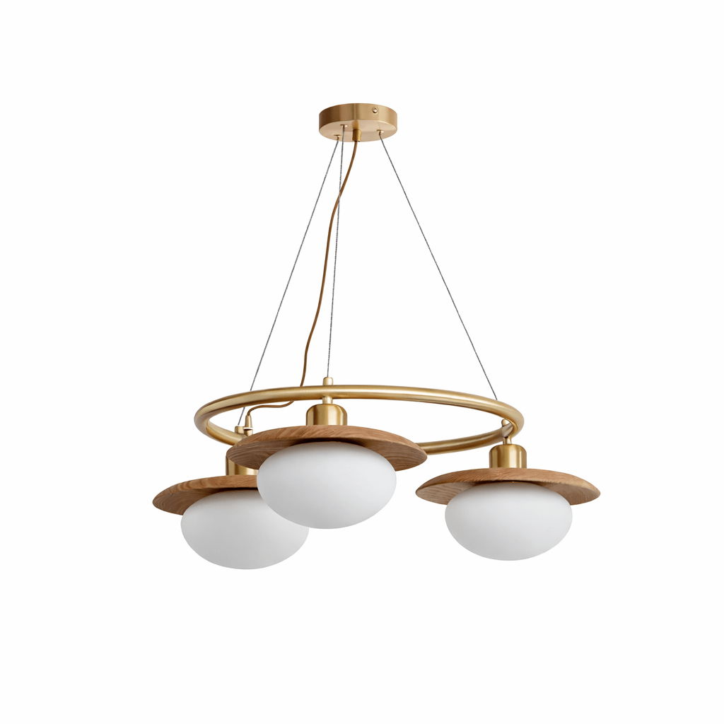Aurelin Halo Chandelier — Modern Brass & Glass Pendant Light
