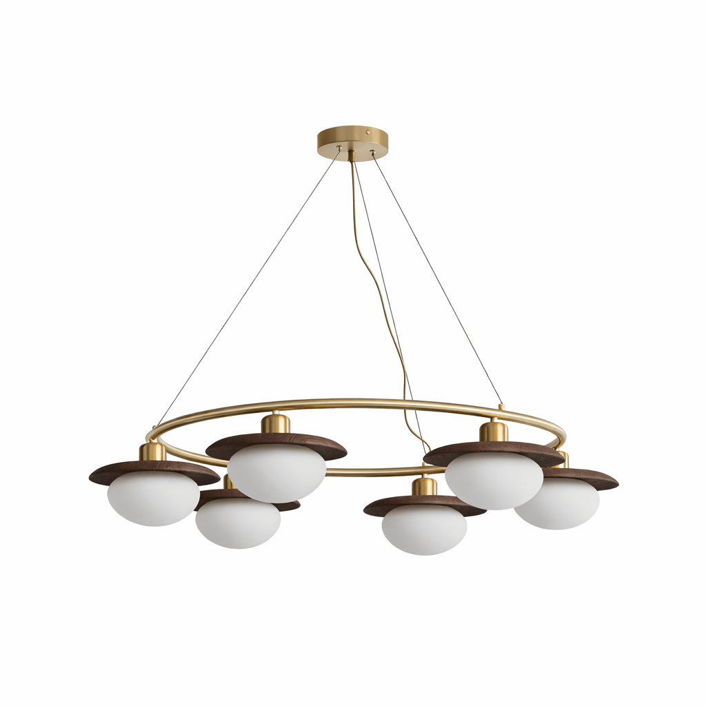 Aurelin Halo Chandelier — Modern Brass & Glass Pendant Light