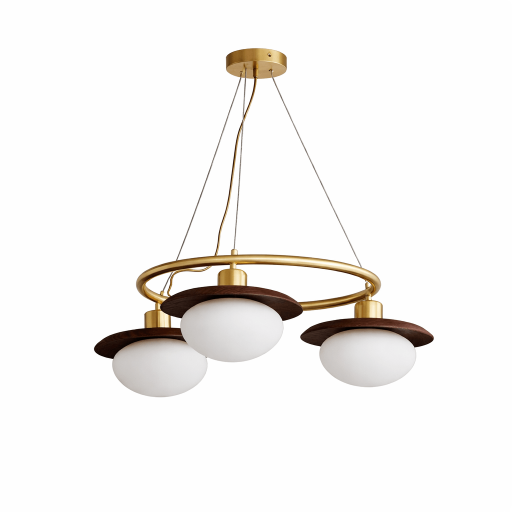 Aurelin Halo Chandelier — Modern Brass & Glass Pendant Light
