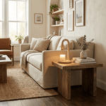 Aurelio Candle Warmer Lamp – Brass & Wood Table Lamp