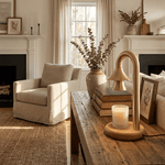 Aurelio Candle Warmer Lamp – Brass & Wood Table Lamp