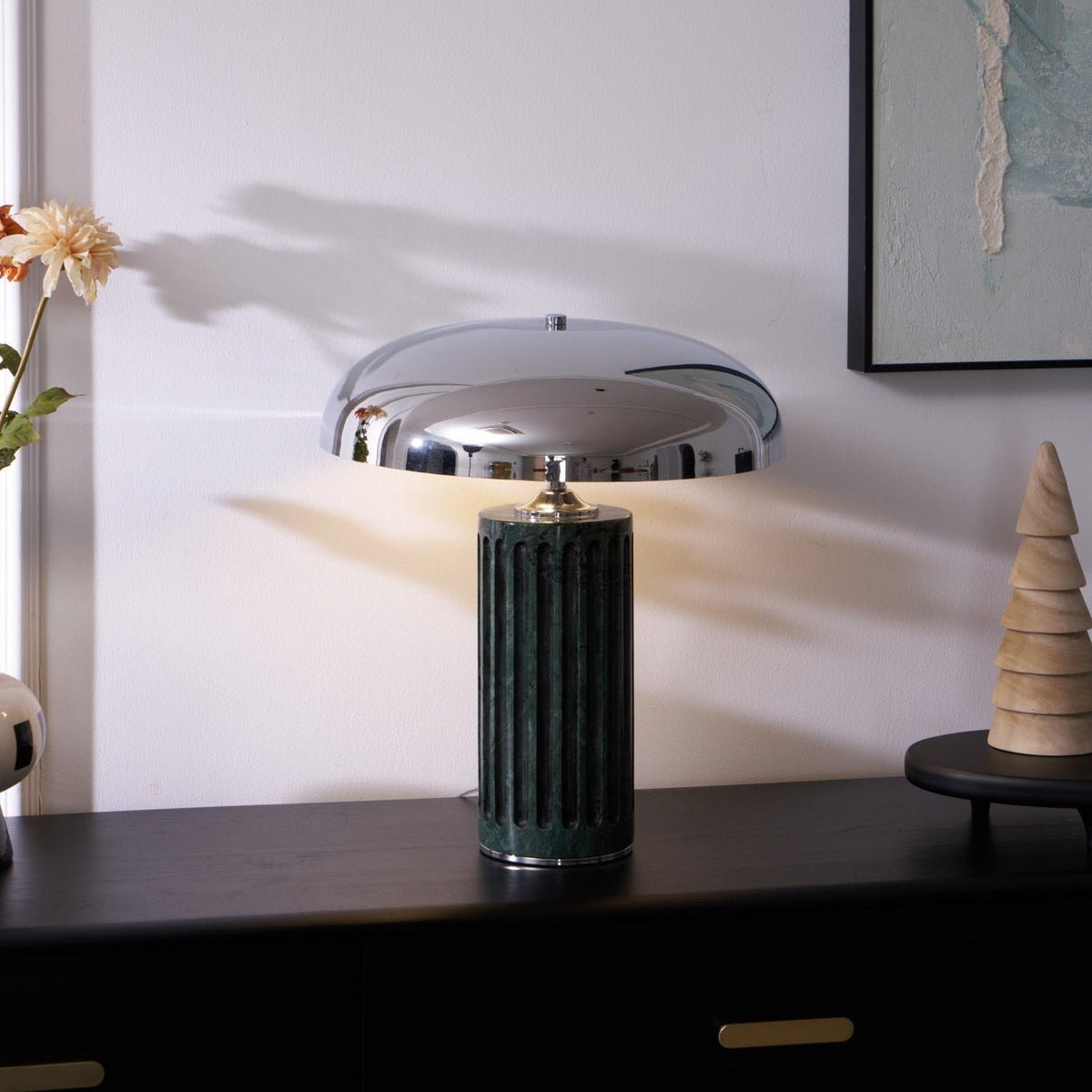 Aurelio Dome Table Lamp with Marble Base – Modern Sculptural Lighting