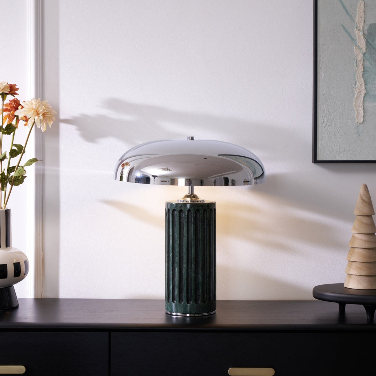 Aurelio Dome Table Lamp with Marble Base – Modern Sculptural Lighting