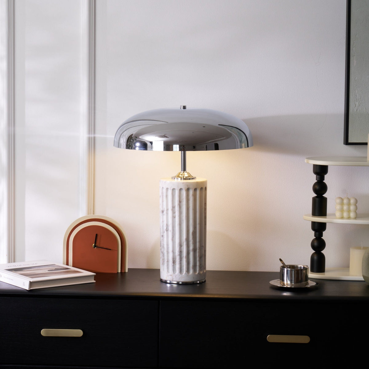 Aurelio Dome Table Lamp with Marble Base – Modern Sculptural Lighting