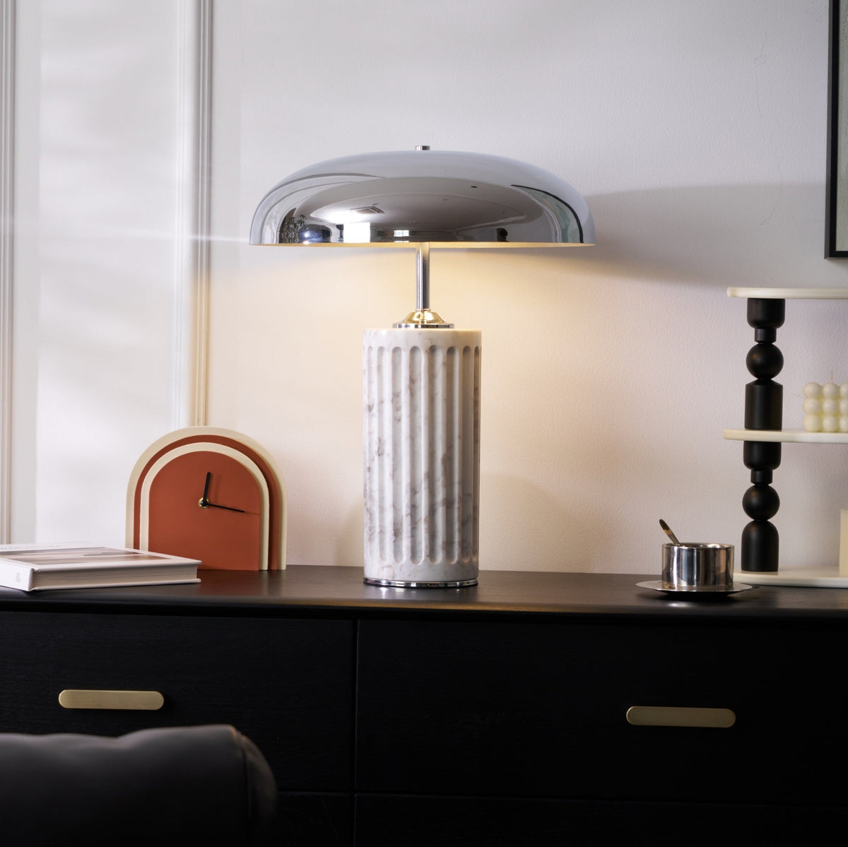 Aurelio Dome Table Lamp with Marble Base – Modern Sculptural Lighting