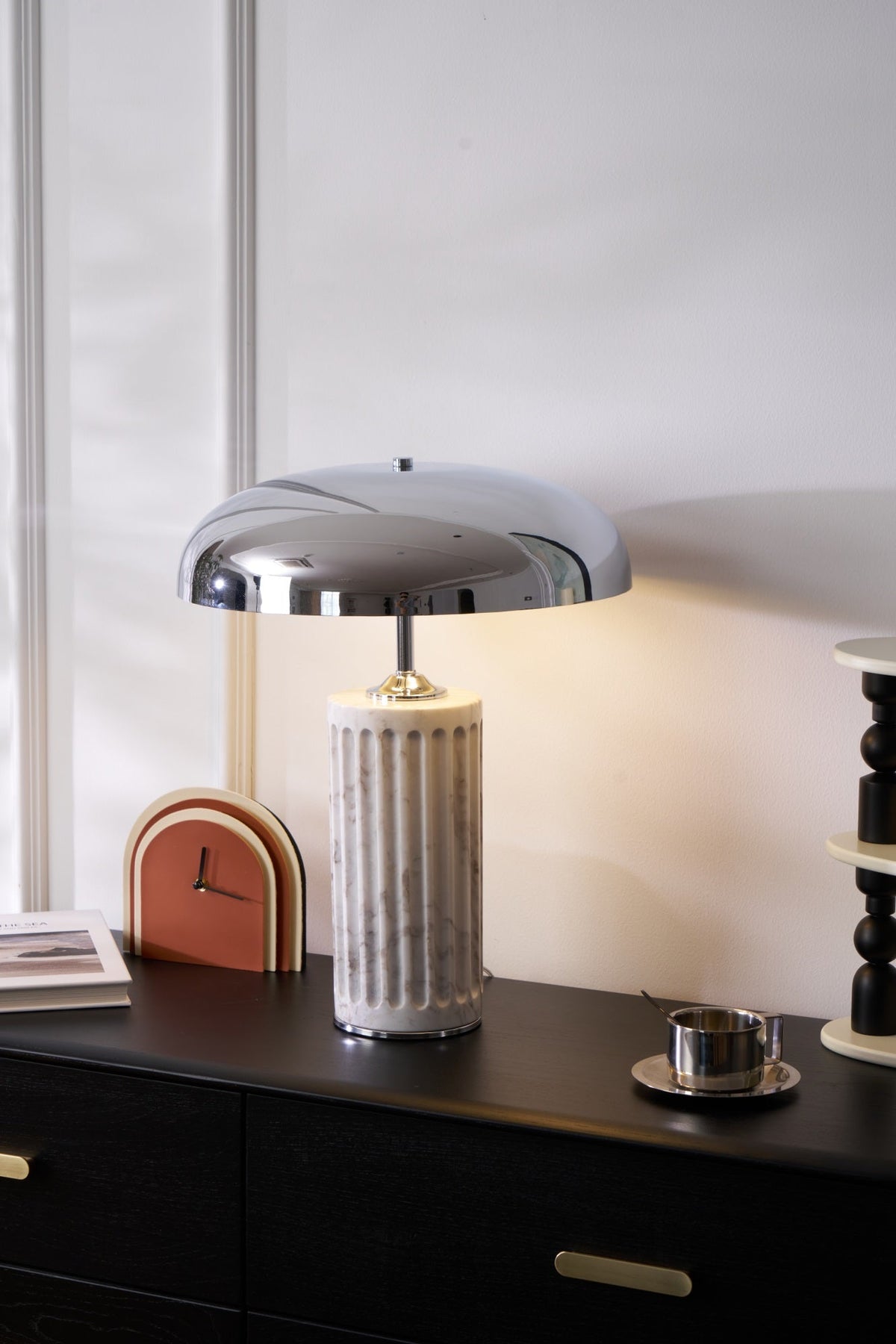 Aurelio Dome Table Lamp with Marble Base – Modern Sculptural Lighting