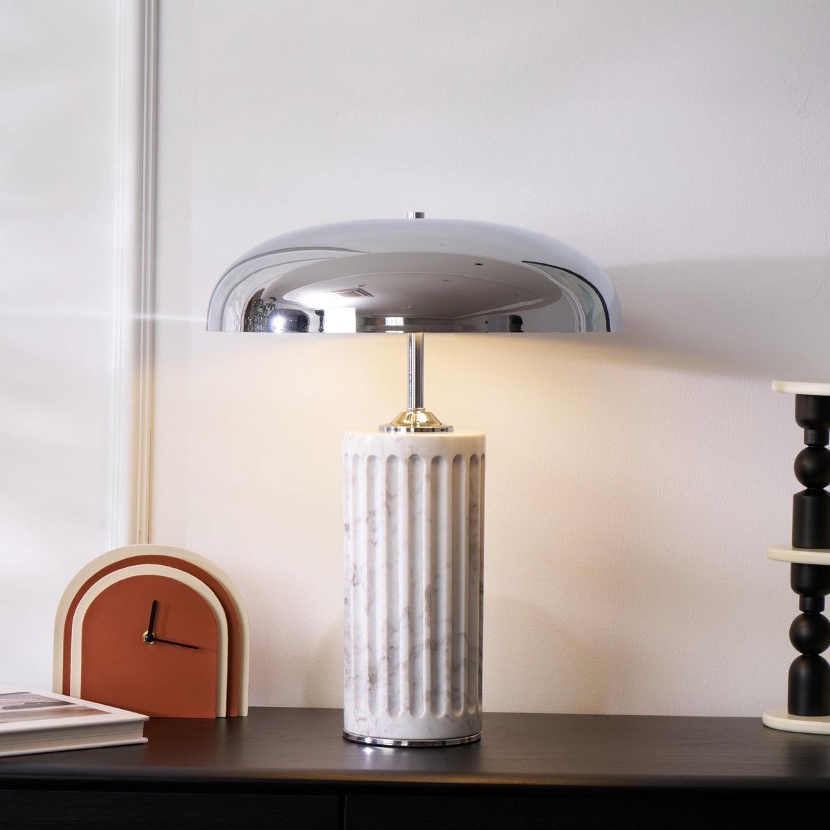 Aurelio Dome Table Lamp with Marble Base – Modern Sculptural Lighting