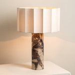 Aurelio Sculptural Marble Table Lamp with Fabric Shade for Modern Interiors