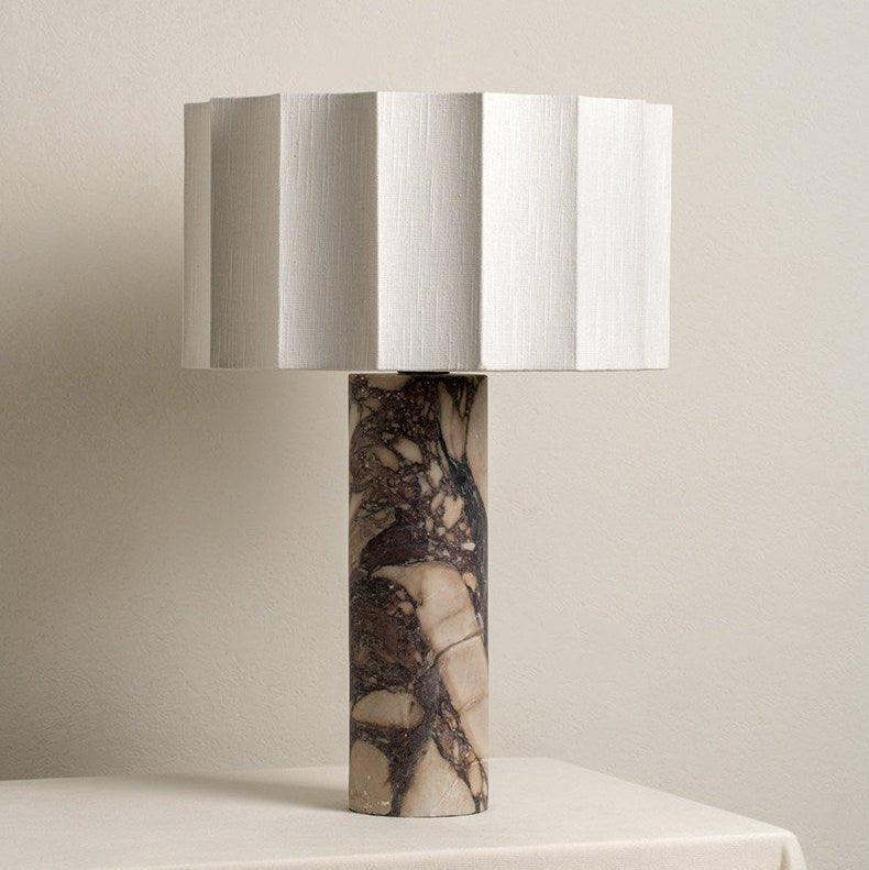 Aurelio Sculptural Marble Table Lamp with Fabric Shade for Modern Interiors
