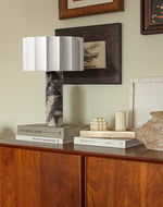 Aurelio Sculptural Marble Table Lamp with Fabric Shade for Modern Interiors