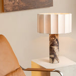 Aurelio Sculptural Marble Table Lamp with Fabric Shade for Modern Interiors
