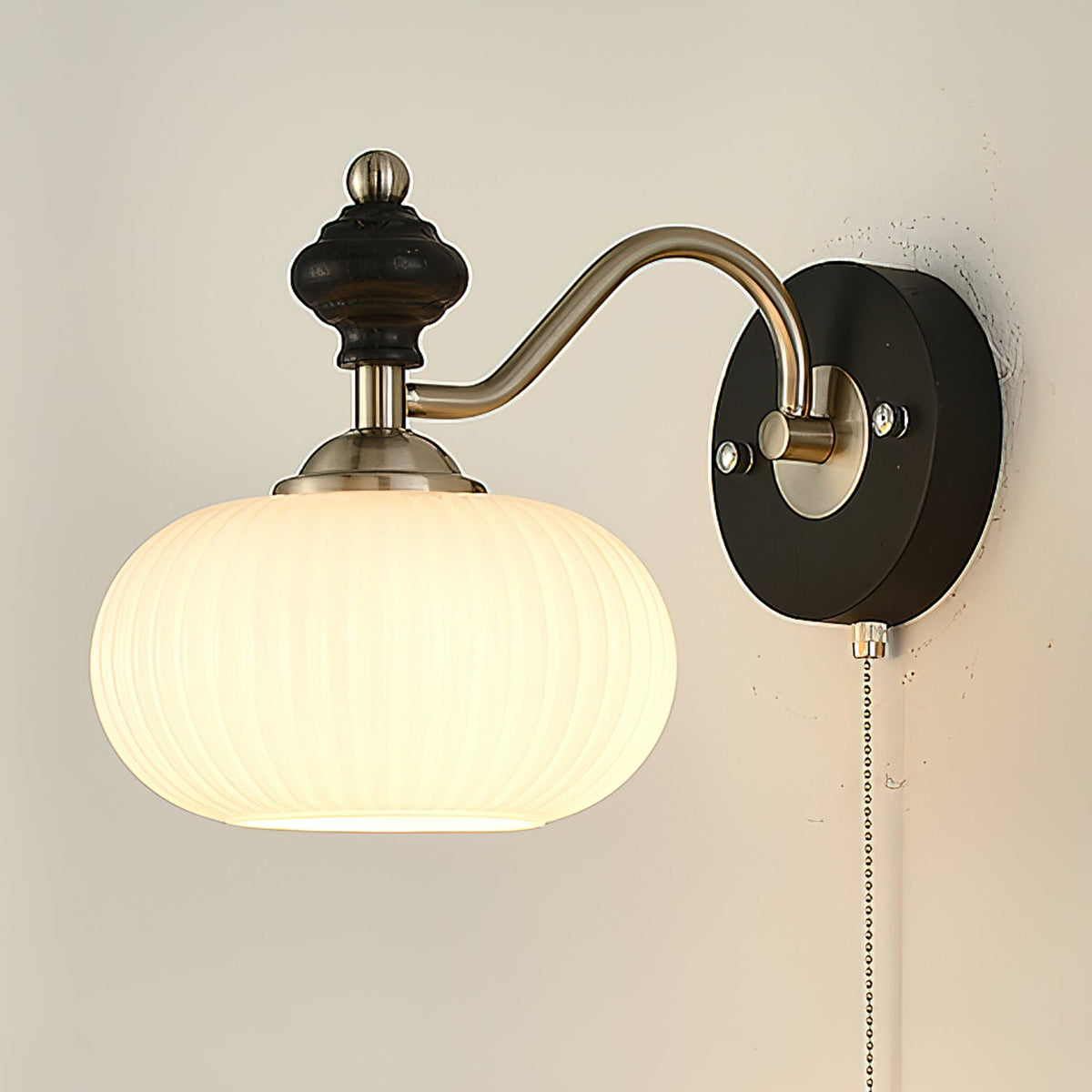 Aurelo Wall Sconce with Glass Shade and Wood Accents