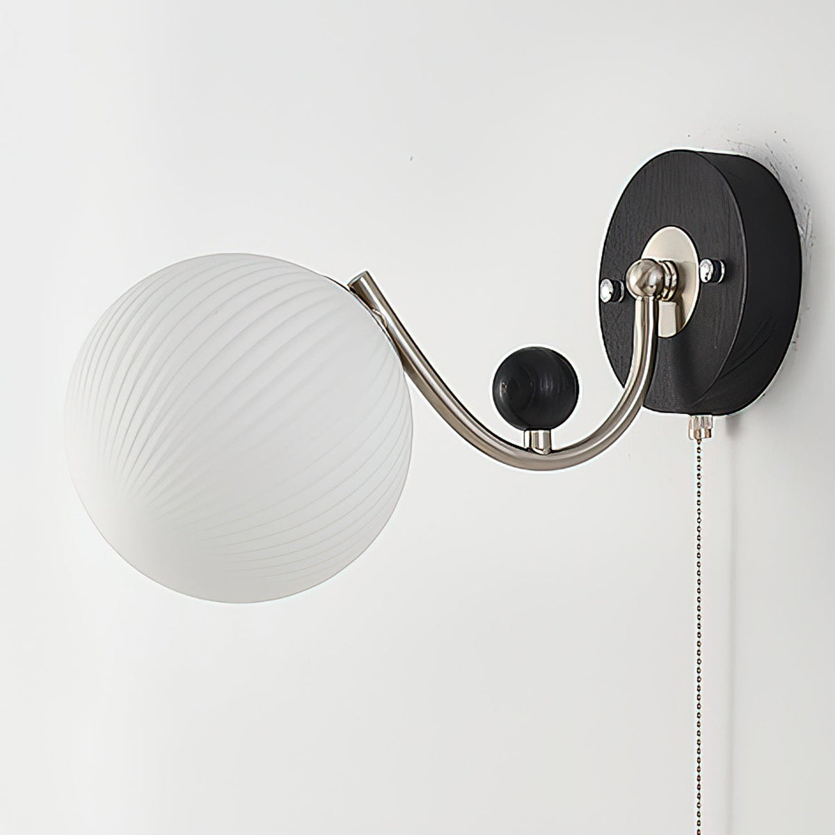 Aurelo Wall Sconce with Glass Shade and Wood Accents