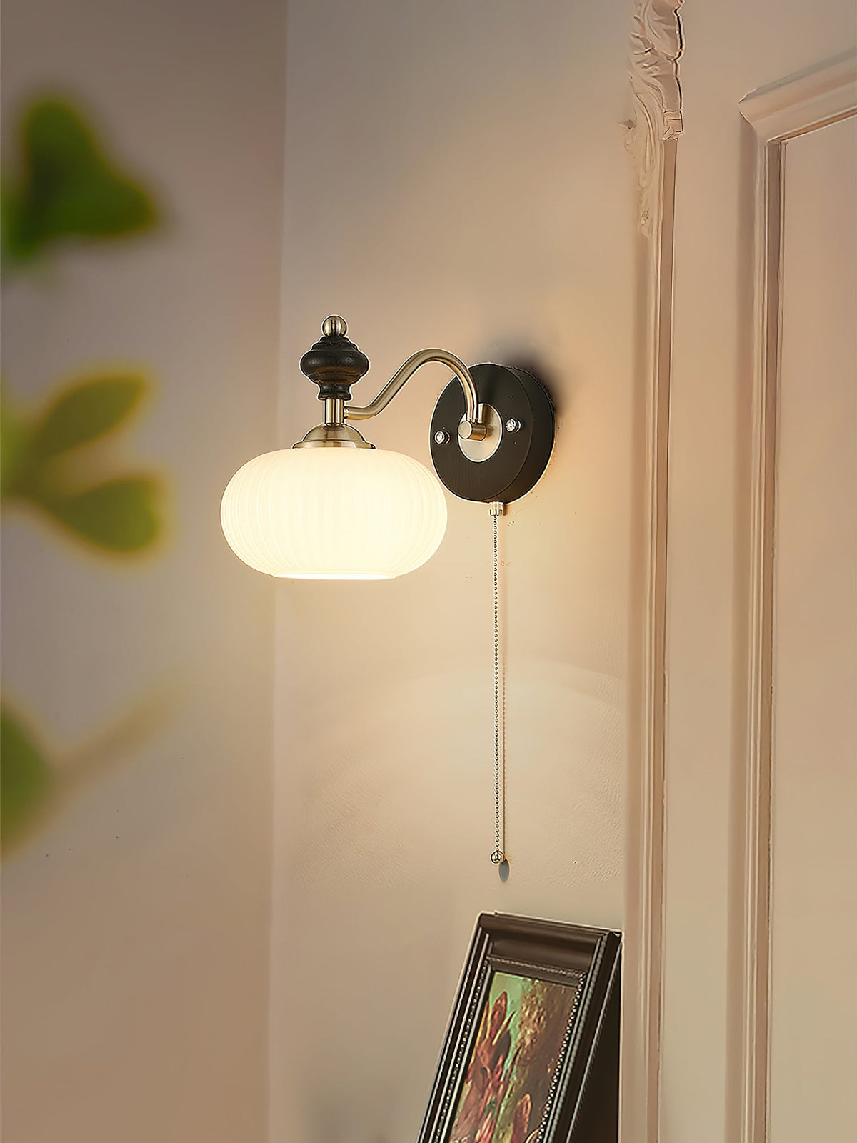 Aurelo Wall Sconce with Glass Shade and Wood Accents