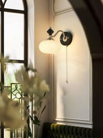 Aurelo Wall Sconce with Glass Shade and Wood Accents