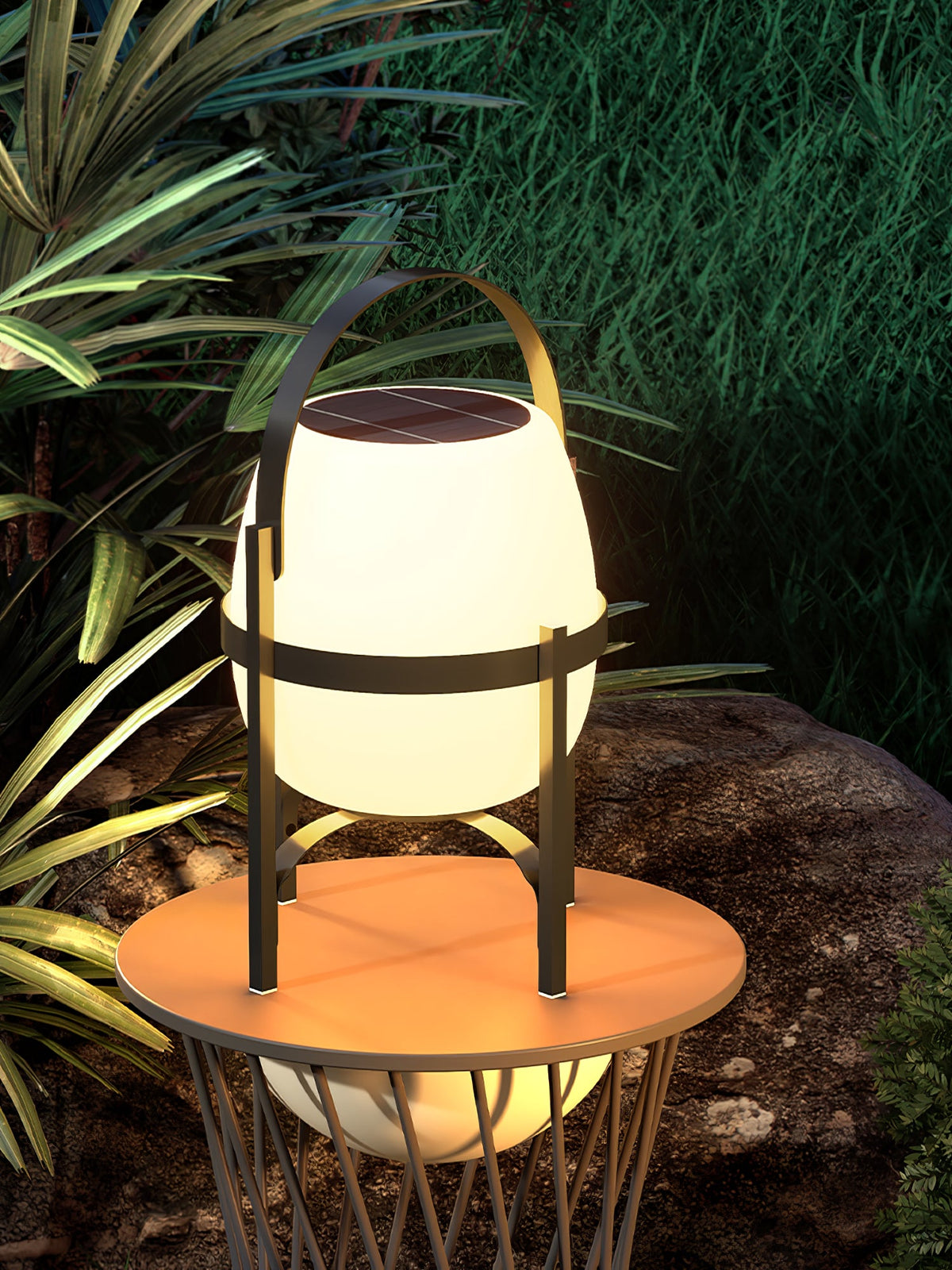 Auren Solar-Powered Outdoor Lantern with Warm Ambient Glow