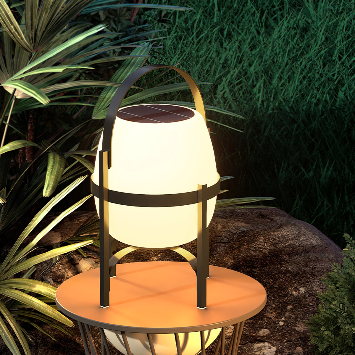 Auren Solar-Powered Outdoor Lantern with Warm Ambient Glow
