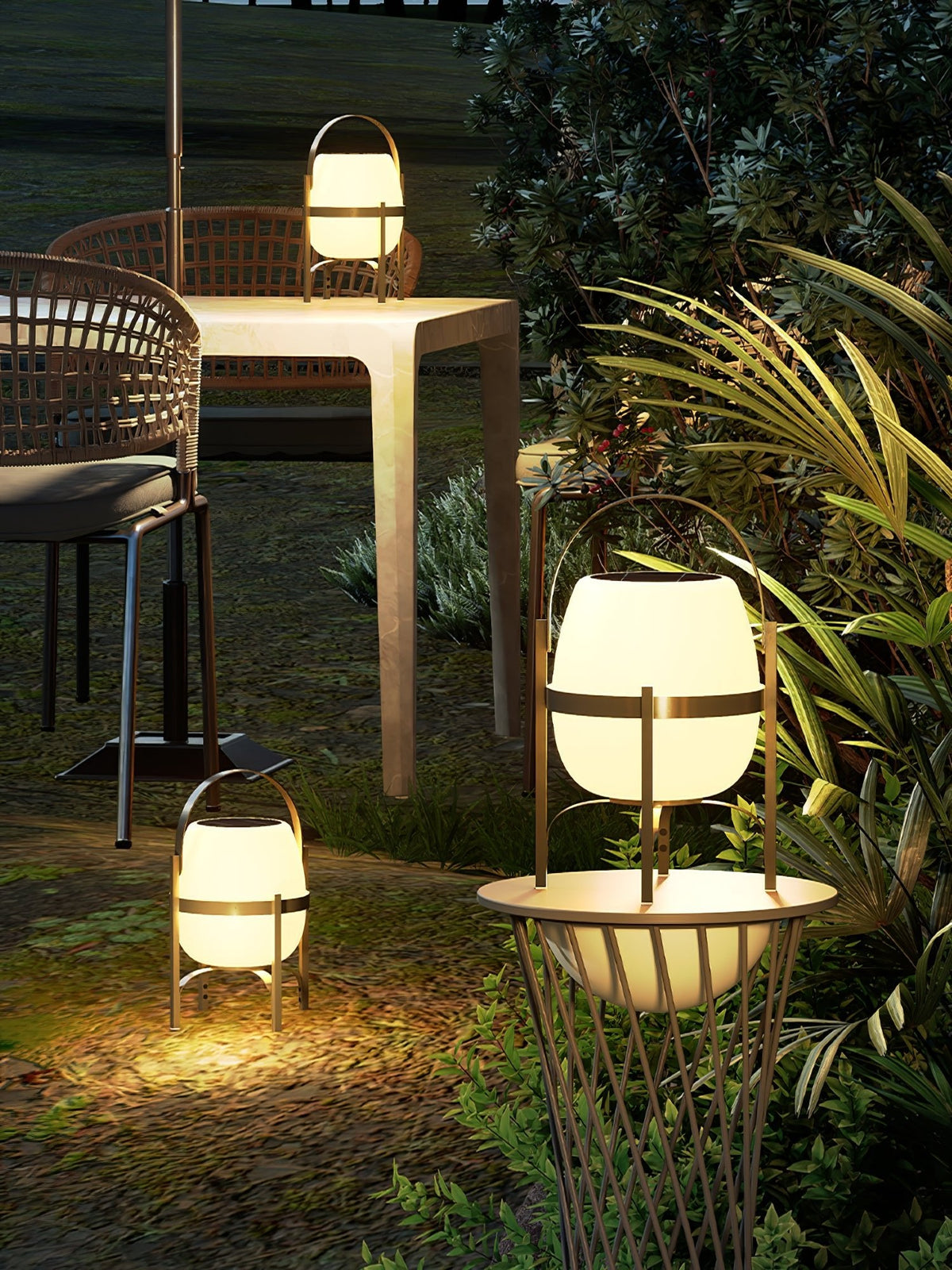 Auren Solar-Powered Outdoor Lantern with Warm Ambient Glow