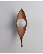 Aureo Leaf Glass Wall Sconce in Amber with Walnut Finish