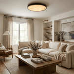 Aureon Round Alabaster Flush Mount Ceiling Light in Brushed Brass
