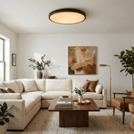 Aureon Round Alabaster Flush Mount Ceiling Light in Brushed Brass