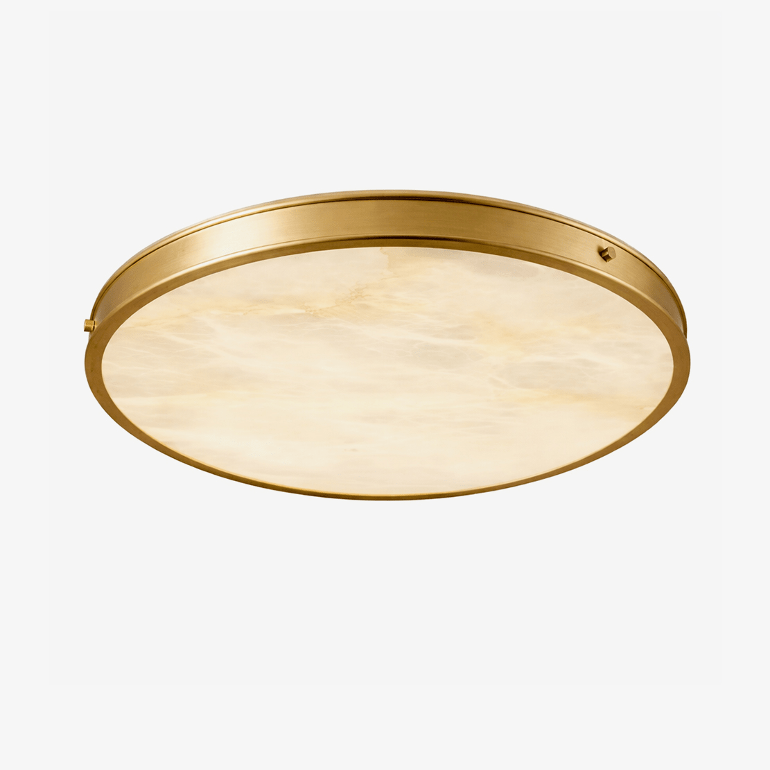 Aureon Round Alabaster Flush Mount Ceiling Light in Brushed Brass