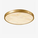Aureon Round Alabaster Flush Mount Ceiling Light in Brushed Brass