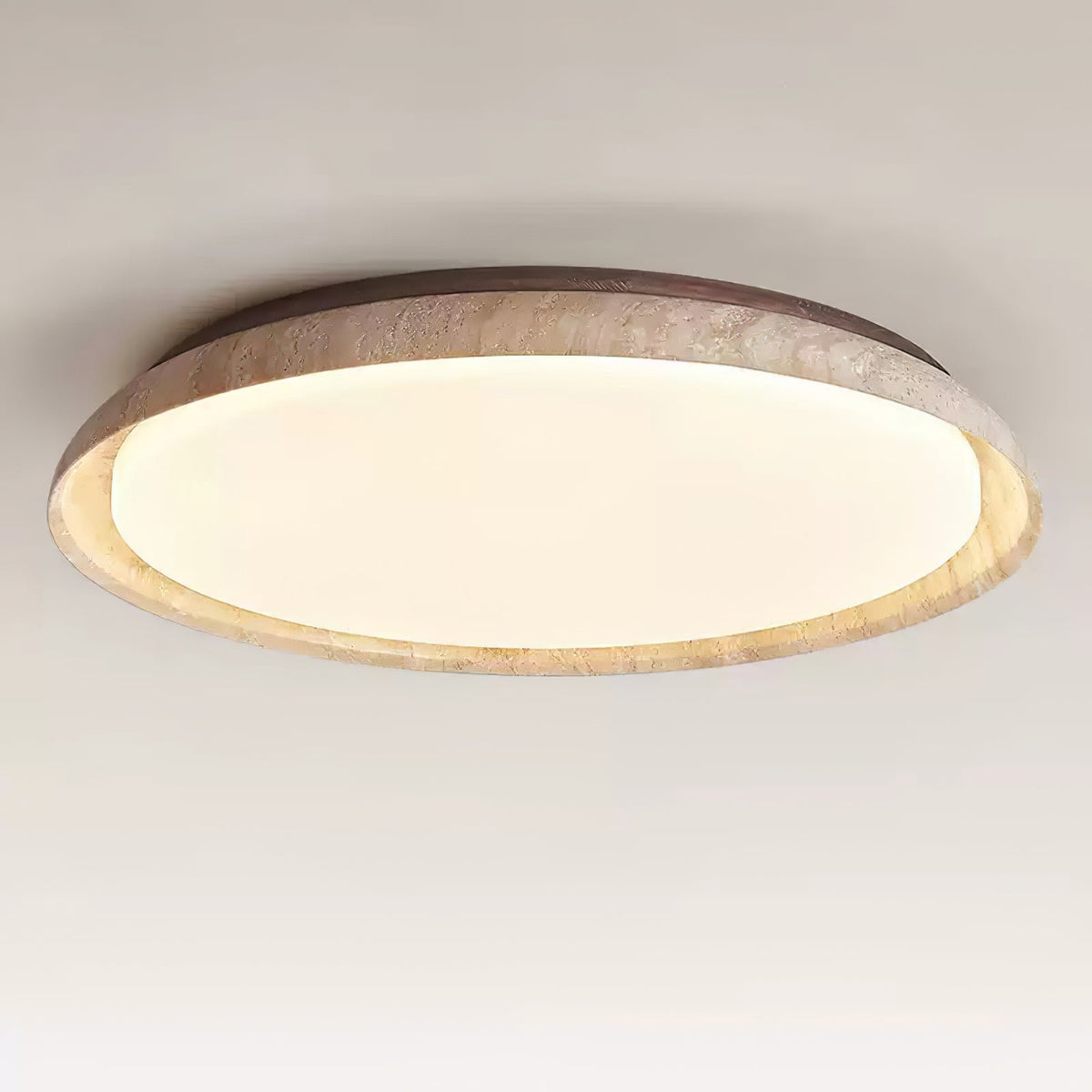 Aureum Edge Ceiling Light in Yellow Travertine — Modern Flush Mount LED