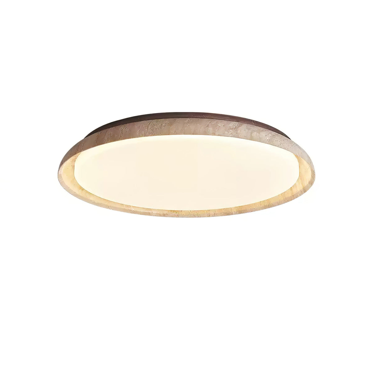 Aureum Edge Ceiling Light in Yellow Travertine — Modern Flush Mount LED