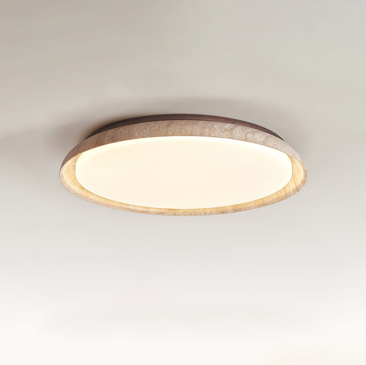 Aureum Edge Ceiling Light in Yellow Travertine — Modern Flush Mount LED