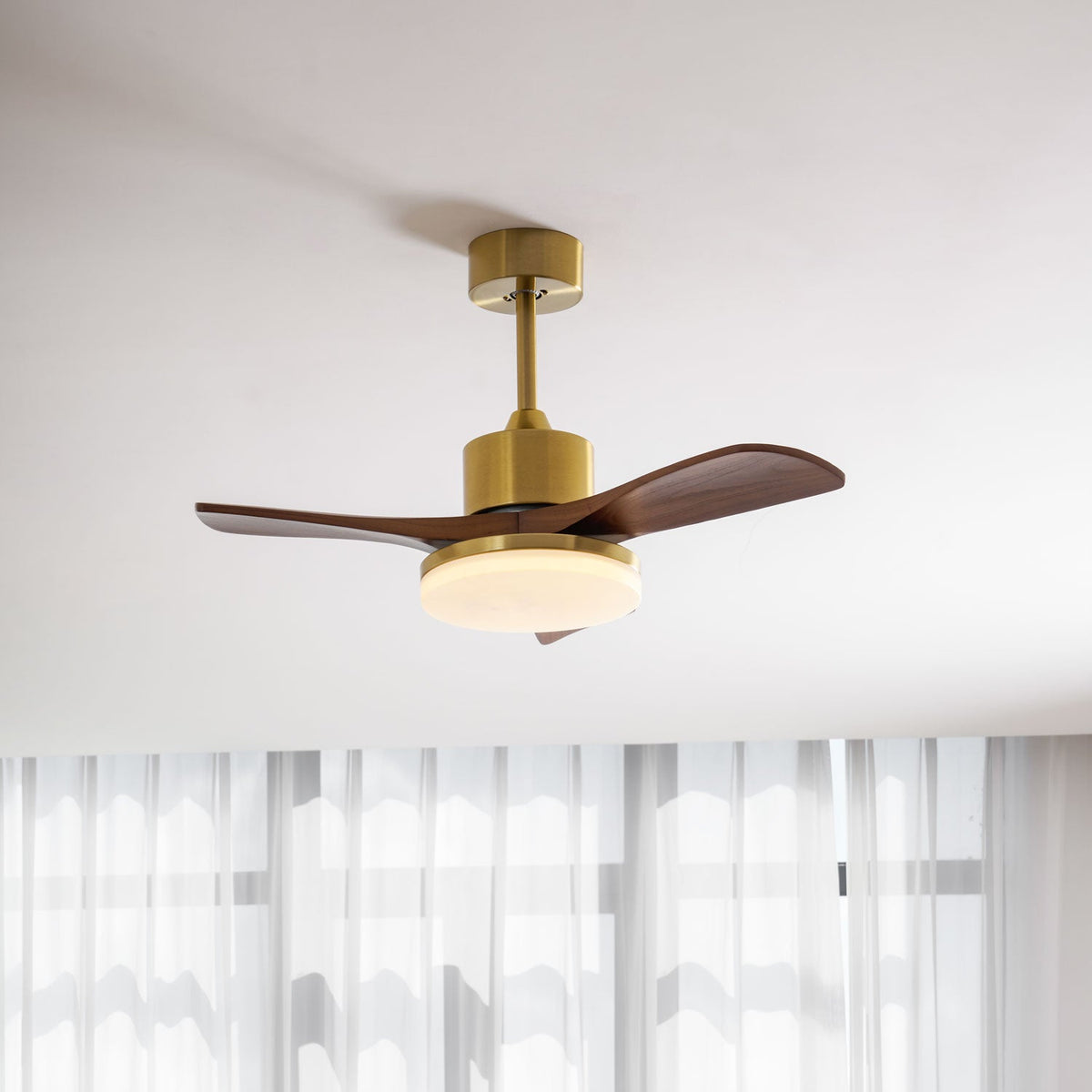 Aurevo Ceiling Fan Light with LED and Walnut Blades