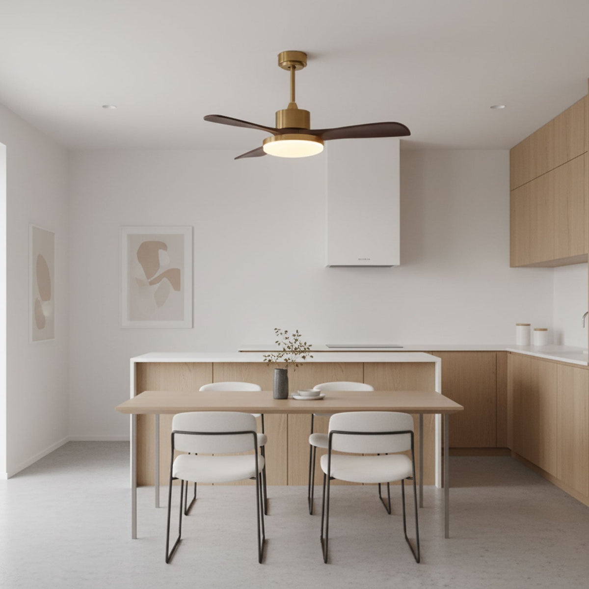 Aurevo Ceiling Fan Light with LED and Walnut Blades