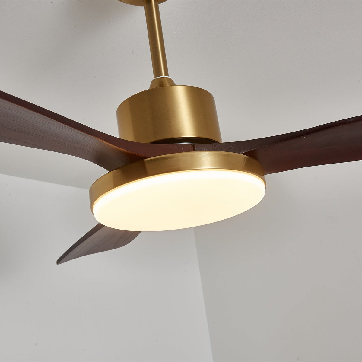 Aurevo Ceiling Fan Light with LED and Walnut Blades