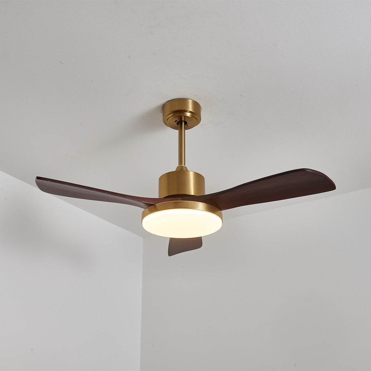 Aurevo Ceiling Fan Light with LED and Walnut Blades