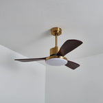 Aurevo Ceiling Fan Light with LED and Walnut Blades