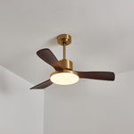 Aurevo Ceiling Fan Light with LED and Walnut Blades