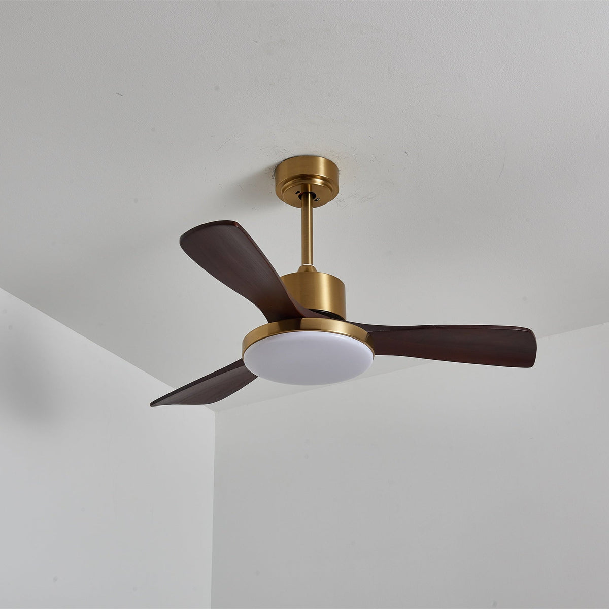 Aurevo Ceiling Fan Light with LED and Walnut Blades