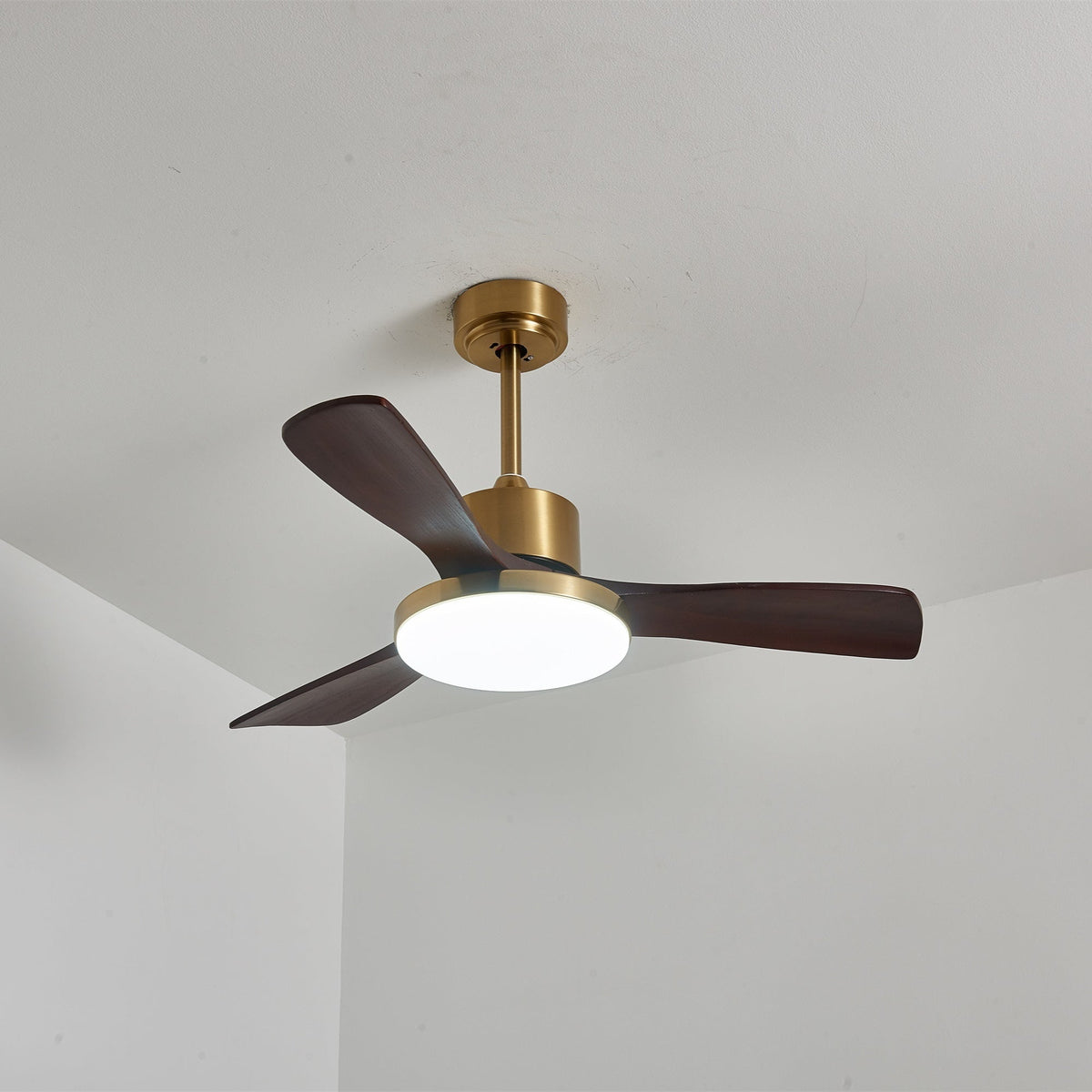 Aurevo Ceiling Fan Light with LED and Walnut Blades