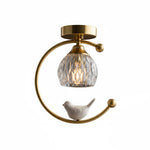 Auri Bird Ceiling Light – Sculptural Brass & Glass Flush Mount