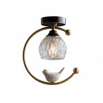 Auri Bird Ceiling Light – Sculptural Brass & Glass Flush Mount